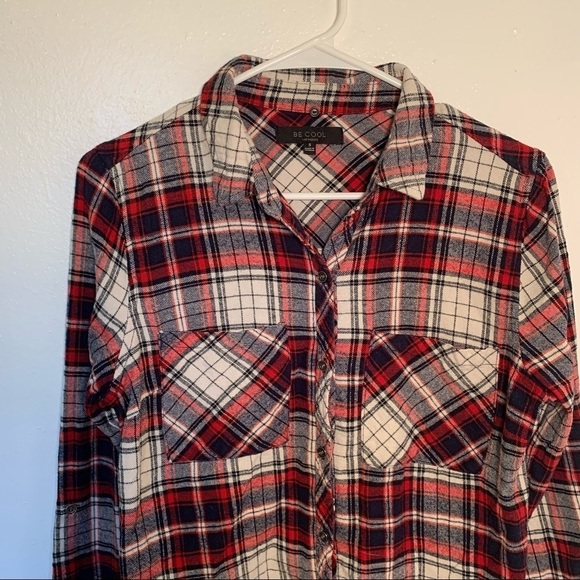 Be Cool Button Down Flannel Shirt Plaid - Picture 3 of 9